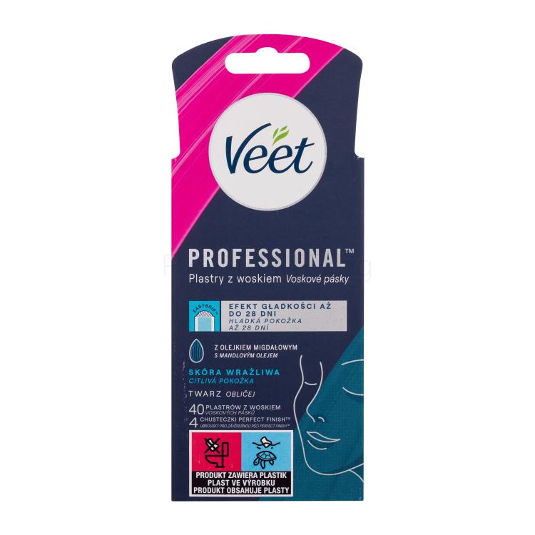 Veet Professional Wax Strips Face Sensitive Skin Продукти за депилация за жени 40 бр