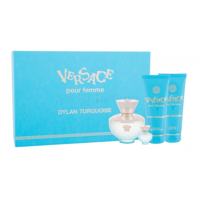Versace Pour Femme Dylan Turquoise Подаръчен комплект EDT 100 ml + EDT 5 ml + душ гел 100 ml + гел за тяло 100 ml