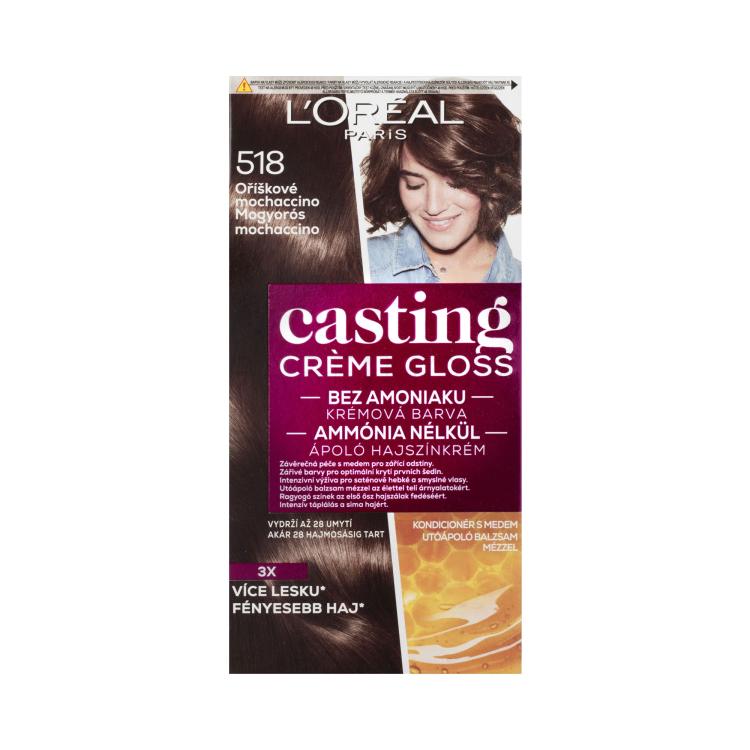 L&#039;Oréal Paris Casting Creme Gloss Боя за коса за жени 48 ml Нюанс 518 Hazelnut Mochaccino