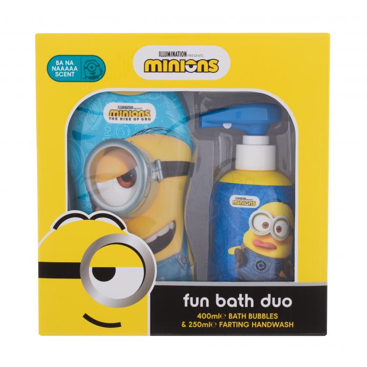 Minions Bubble Bath Fun Bath Duo Подаръчен комплект пяна за вана Minions Bath Bubbles Ba Na Naaaaa 400 ml + сапун за ръце Minions Farting Hand Wash Ba Na Naaaaa 250 ml