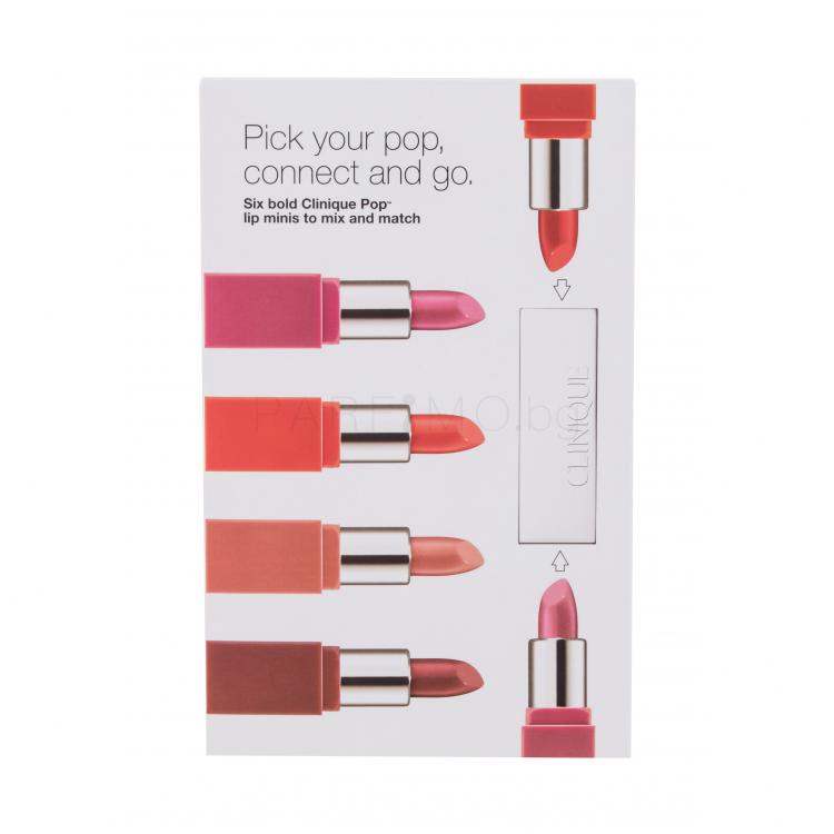 Clinique Clinique Pop Lip Colour + Primer Подаръчен комплект червило 2,3 g + червило 2,3 g Cherry Pop + червило 2,3 g Plum Pop + червило 2,3 g Berry Pop + червило 2,3 g Nude Pop + червило 2,3 g Love Pop