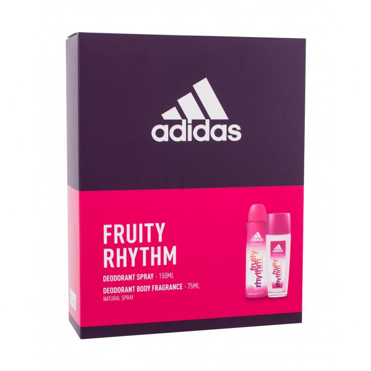 Adidas Fruity Rhythm For Women Подаръчен комплект дезодорант в стъклен флакон 75 ml + део спрей 150 ml