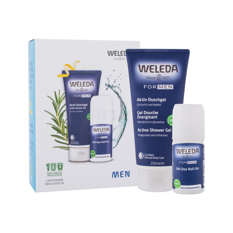 Weleda For Men Active Fresh 3in1 Подаръчен комплект душ гел Men Active Shower Gel 200 ml + рол-он Men 24h Deo Roll-On 50 ml