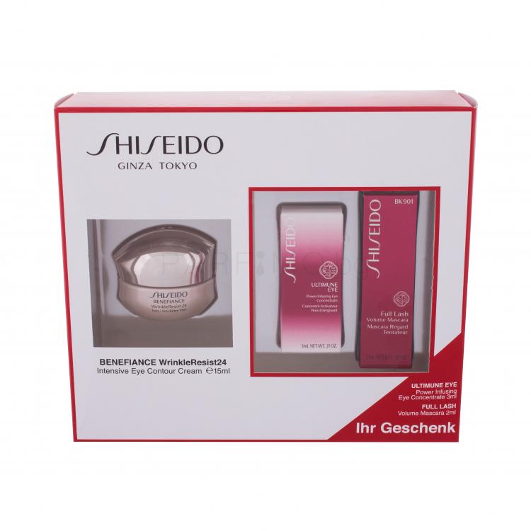 Shiseido Benefiance Wrinkle Resist 24 Подаръчен комплект околоочен крем Benefiance Wrinkle Resist 24 Intensive Eye Contour Cream 15 ml + околоочен серум Ultimune Eye Power Infusing Eye Concentrate 3 ml + спирала Full Lash Volume Mascara 2 ml BK901 Black