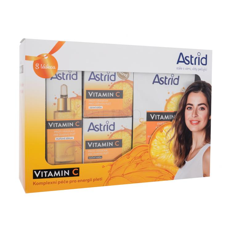 Astrid Vitamin C Подаръчен комплект серум за лице Vitamin C Serum 30 ml + дневен крем за лице Vitamin C Day Cream 50 ml + нощен крем за лице Vitamin C Night Cream 50 ml + маска Vitamin C Energizing Textile Mask 20 ml