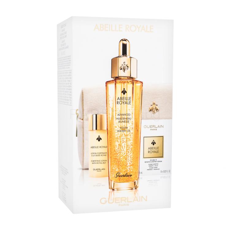 Guerlain Abeille Royale Age-Defying Programme: Oil, Lotion, Serum Подаръчен комплект масло за лице Abeille Royale Advanced Youth Watery Oil 50 ml + серум за лице Abeille Royale Double R Renew &amp; Repair Serum 8 x 0,6 ml + тоник за лице Abeille Royale Fortifying Lotion With Royal Jelly 40 ml + козметич