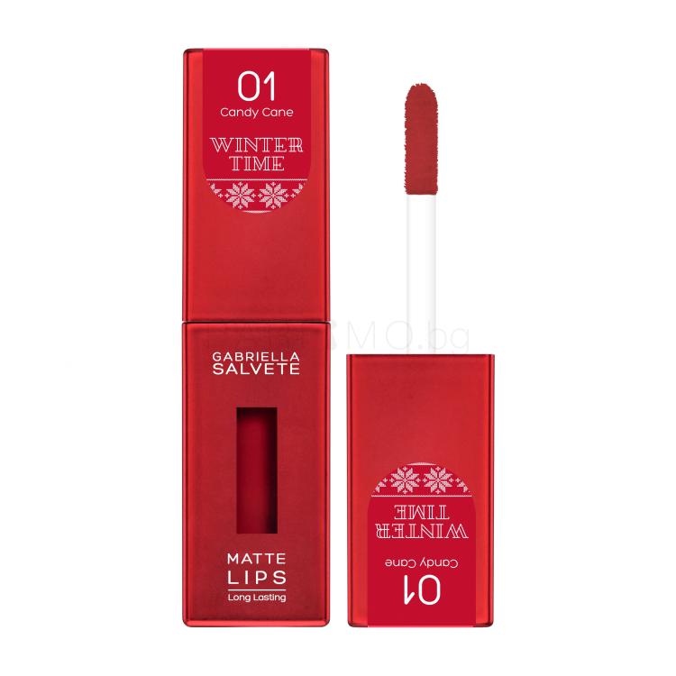 Gabriella Salvete Winter Time Matte Lips Червило за жени 4,5 ml Нюанс 01 Candy Cane