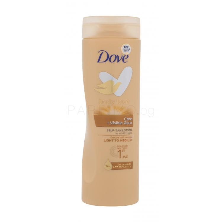 Dove Body Love Care + Visible Glow Self-Tan Lotion Автобронзант за жени 400 ml Нюанс Light to Medium