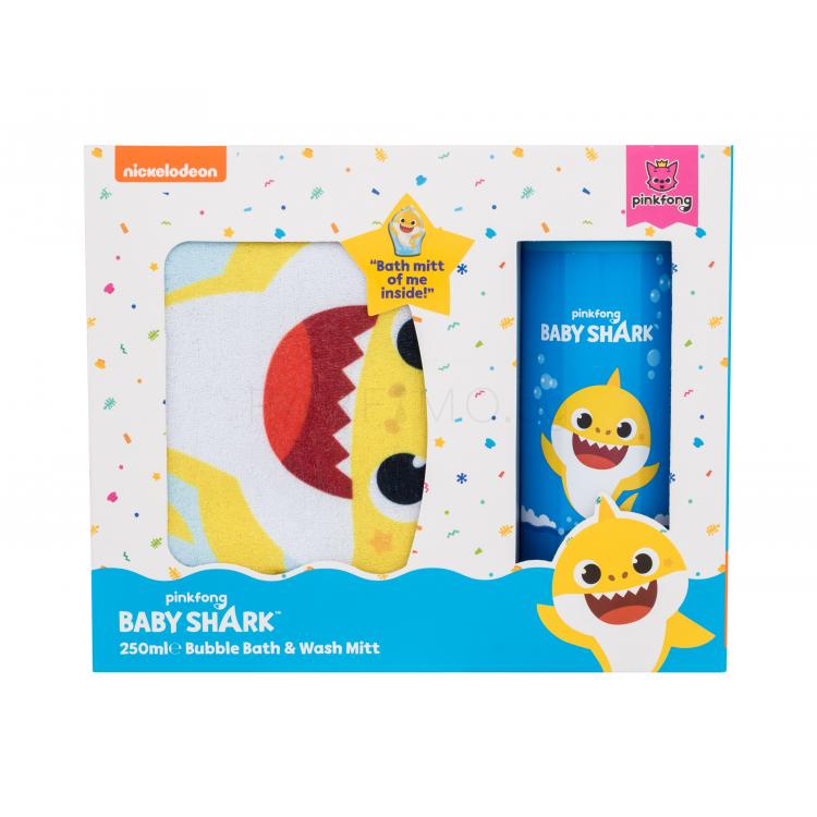 Pinkfong Baby Shark Gift Set Подаръчен комплект пяна за вана 250 ml + ексфолираща ръкавица за баня