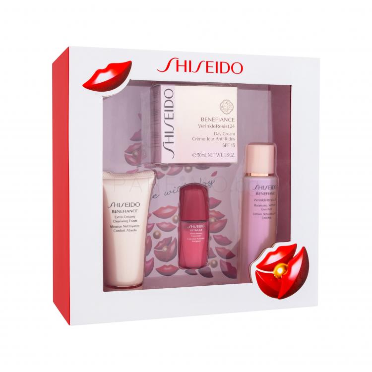 Shiseido Benefiance Wrinkle Resist 24 Подаръчен комплект 50ml Wrinkle Resist 24 Day Cream SPF15 + 50ml Cleansing Foam + 75ml Wrinkle Resist 24 Bal.Softener Enriched + 10ml Ultimune Power Infusing Concentrate