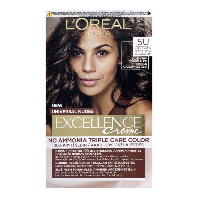 L&#039;Oréal Paris Excellence Creme Triple Protection Боя за коса за жени 48 ml Нюанс 5U Light Brown