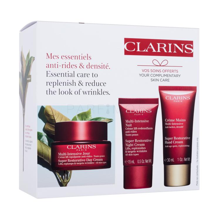 Clarins Super Restorative Подаръчен комплект дневен крем за лице Super Restorative Day 50 ml + нощен крем за лице Super Restorative Night 15 ml + крем за ръце Super Restorative Hand Cream 30 ml
