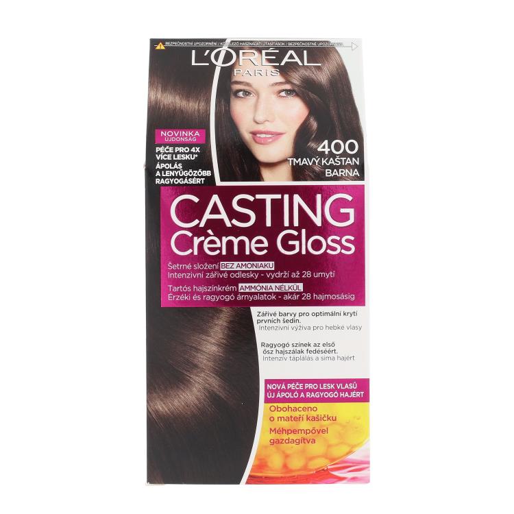 L&#039;Oréal Paris Casting Creme Gloss Боя за коса за жени 48 ml Нюанс 400 Dark Brown увредена кутия