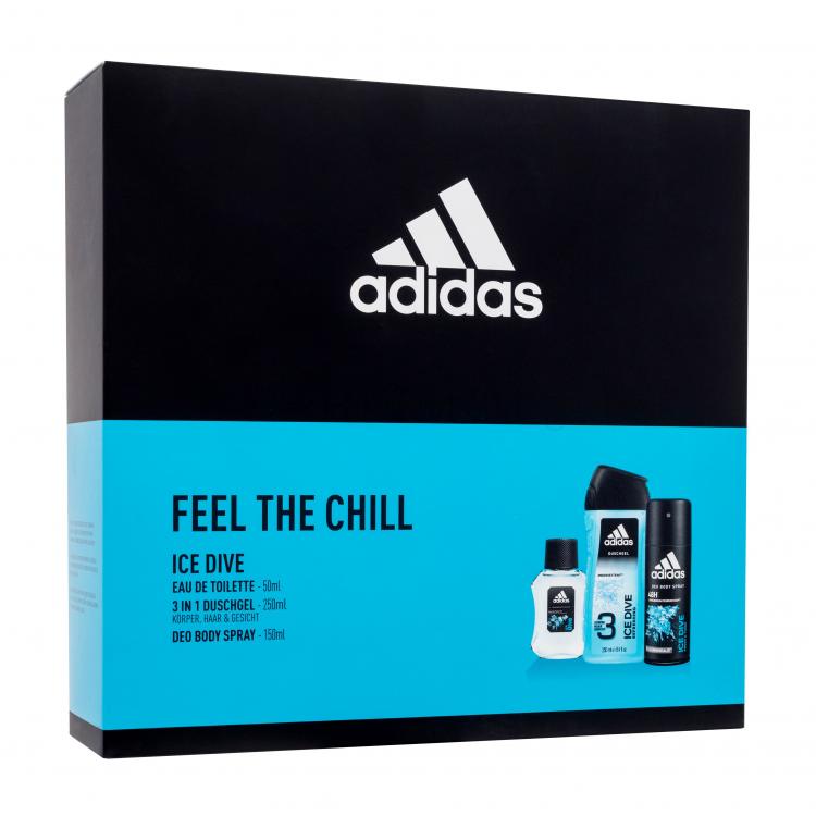 Adidas Ice Dive Подаръчен комплект EDT 50ml + 150ml дезодорант+ 250ml душ гел
