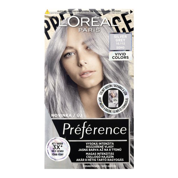 L&#039;Oréal Paris Préférence Vivid Colors Боя за коса за жени 60 ml Нюанс 10,112 Silver Grey