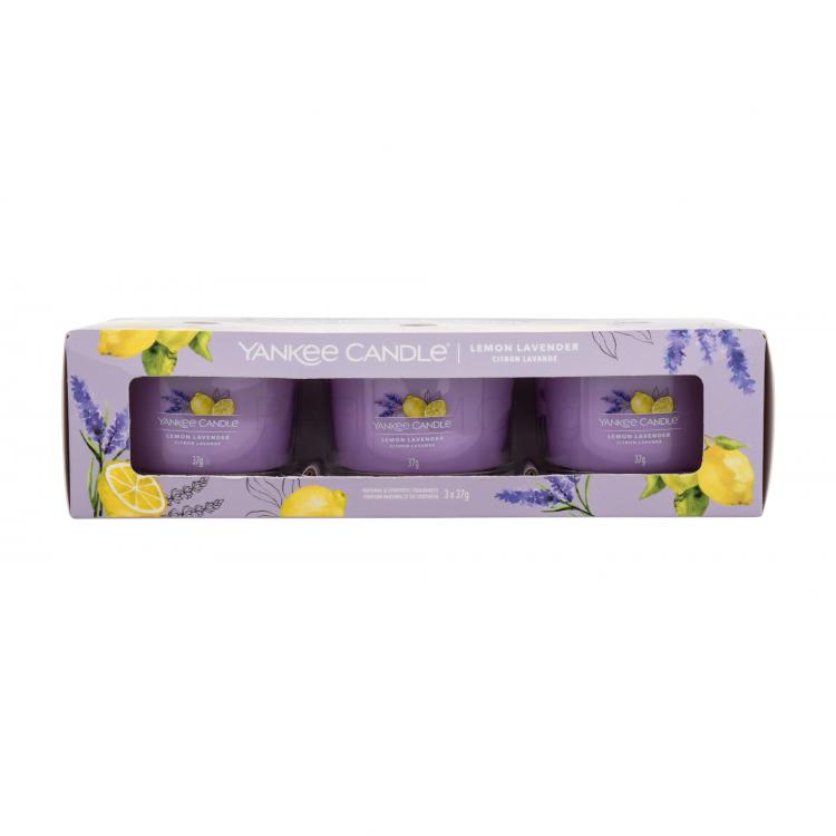 Yankee Candle Lemon Lavender Подаръчен комплект ароматизирана свещ 3 x 37 g