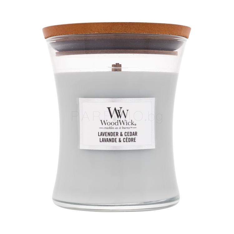 WoodWick Lavender &amp; Cedar Ароматна свещ 275 g