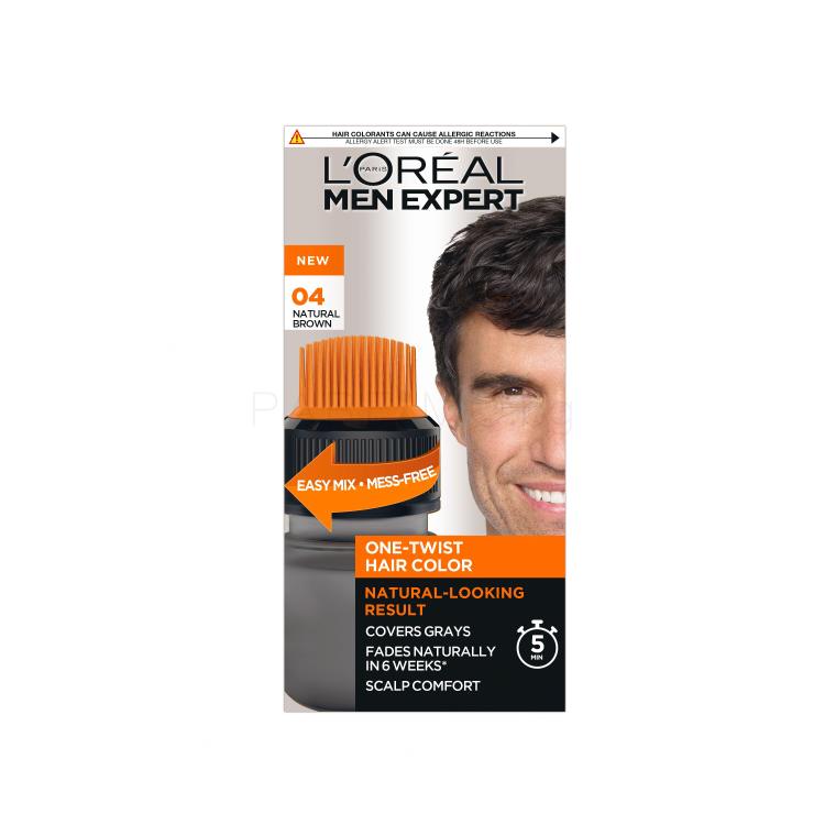 L&#039;Oréal Paris Men Expert One-Twist Hair Color Боя за коса за мъже 50 ml Нюанс 04 Medium Brown