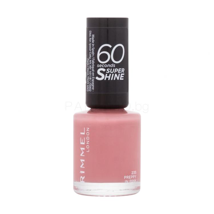 Rimmel London 60 Seconds Super Shine Лак за нокти за жени 8 ml Нюанс 235 Preppy In Pink