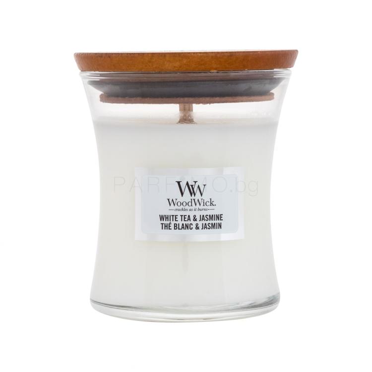 WoodWick White Tea &amp; Jasmine Ароматна свещ 85 гр