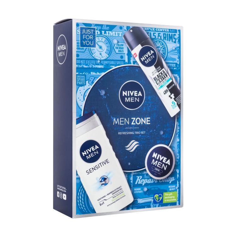 Nivea Men Zone Подаръчен комплект душ гел Men Sensitive 250 ml + антиперспирант Men Black &amp; White Invisible Fresh 150 ml + универсален крем Men Creme 30 ml