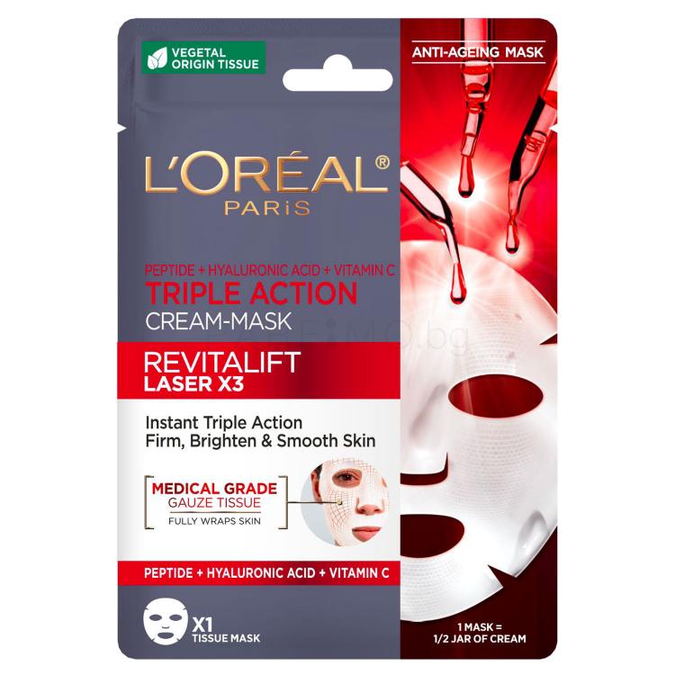 L&#039;Oréal Paris Revitalift Laser X3 Triple Action Tissue Mask Маска за лице за жени 28 гр