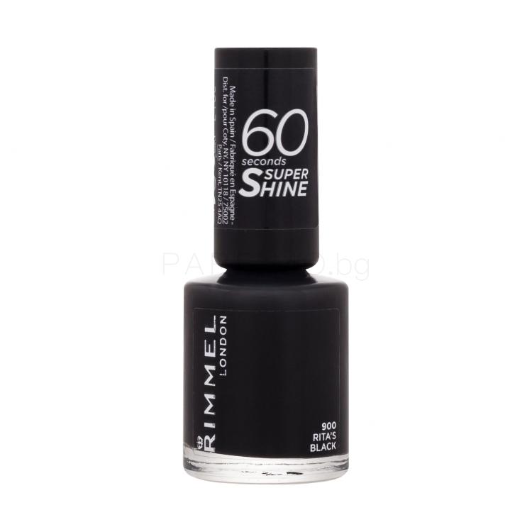 Rimmel London 60 Seconds Super Shine Лак за нокти за жени 8 ml Нюанс 900 Rita´s Black