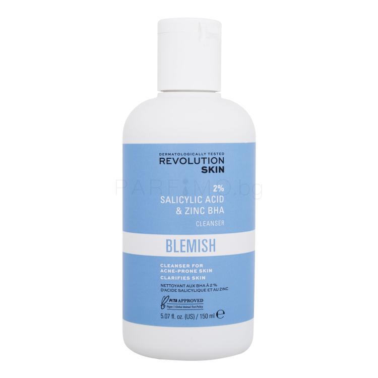 Revolution Skincare Blemish 2% Salicylic Acid &amp; Zinc BHA Cleanser Почистващ гел за жени 150 ml
