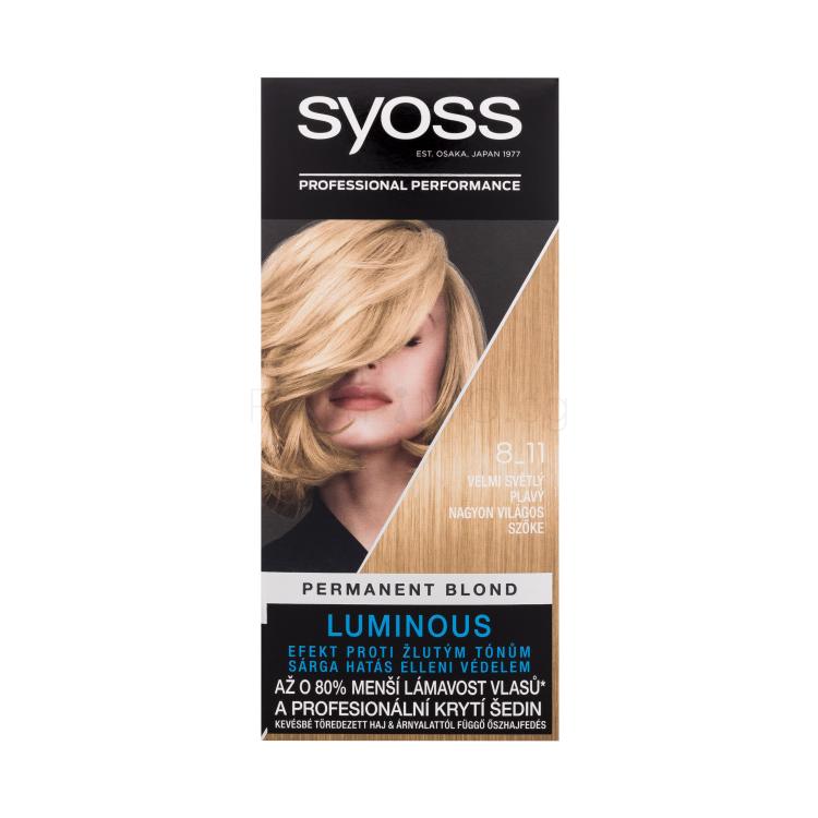 Syoss Permanent Coloration Permanent Blond Боя за коса за жени 50 ml Нюанс 8-11 Very Light Blond