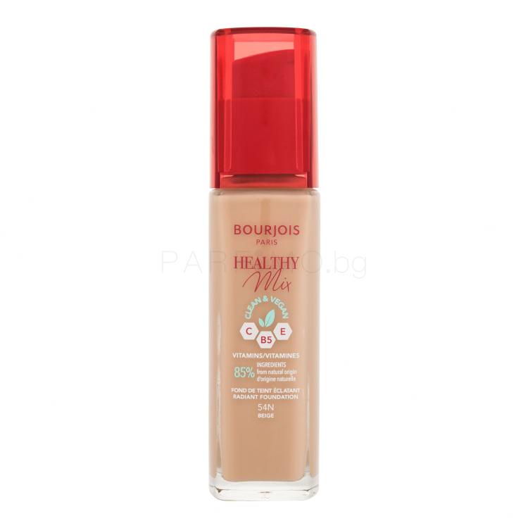 BOURJOIS Paris Healthy Mix Clean &amp; Vegan Radiant Foundation Фон дьо тен за жени 30 ml Нюанс 54N Beige