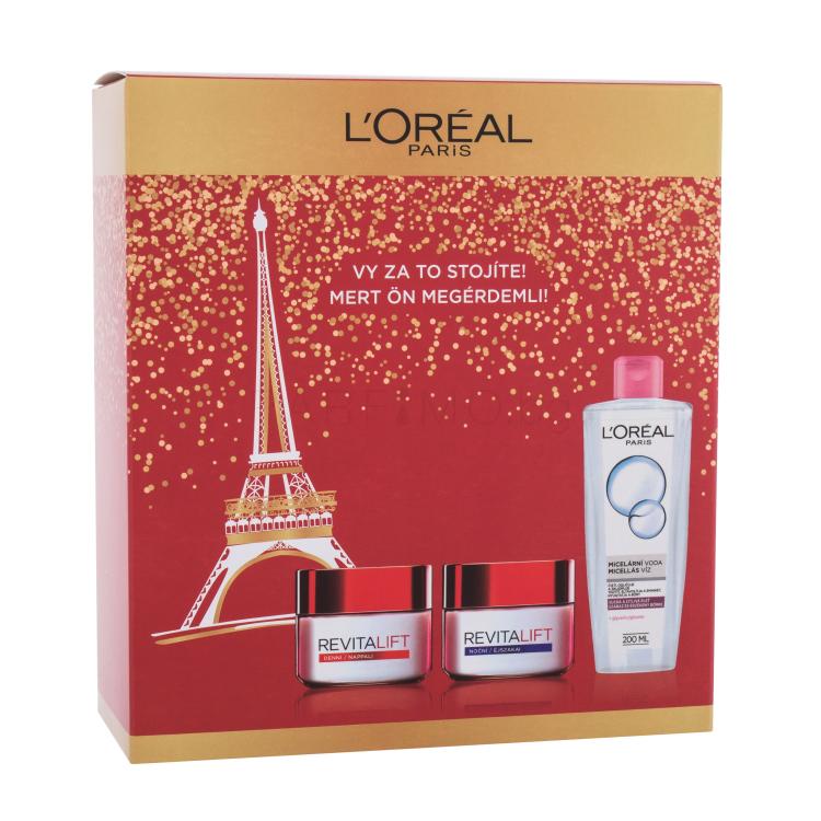L&#039;Oréal Paris Revitalift Подаръчен комплект дневен крем за лице Revitalift 50 ml + нощен крем за лице Revitalift 50 ml + мицеларна вода 200 ml увредена кутия