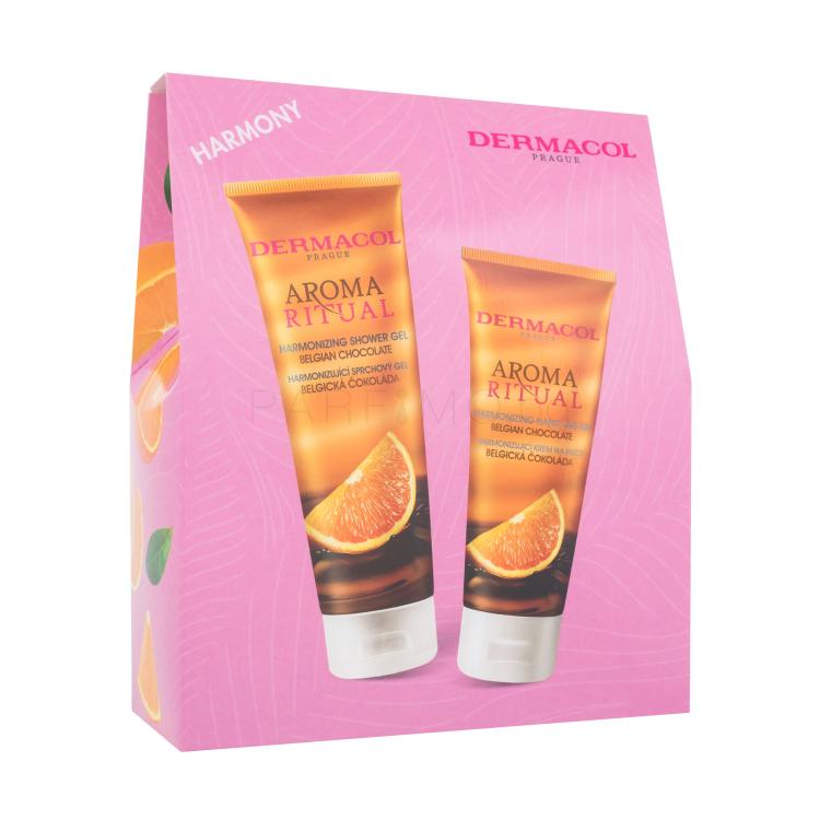 Dermacol Aroma Ritual Belgian Chocolate Подаръчен комплект душ гел Aroma Ritual Belgian Chocolate 250 ml + крем за ръце Aroma Ritual Belgian Chocolate 100 ml увредена кутия