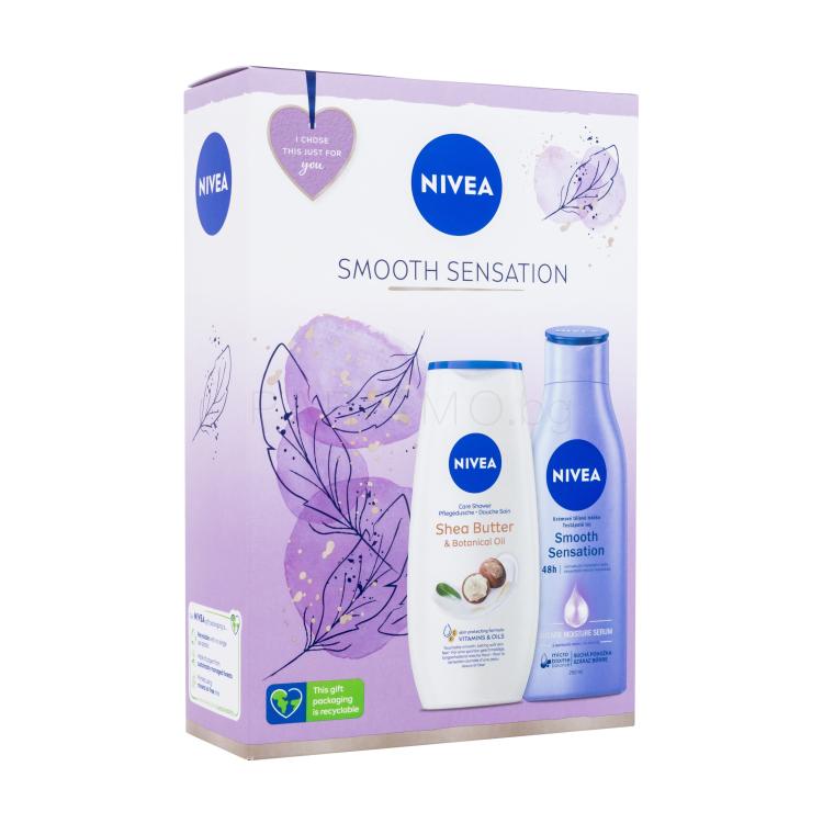 Nivea Smooth Sensation Подаръчен комплект душ гел Shea Butter &amp; Botanical Oil 250 ml + лосион за тяло Smooth Sensation 250 ml увредена кутия