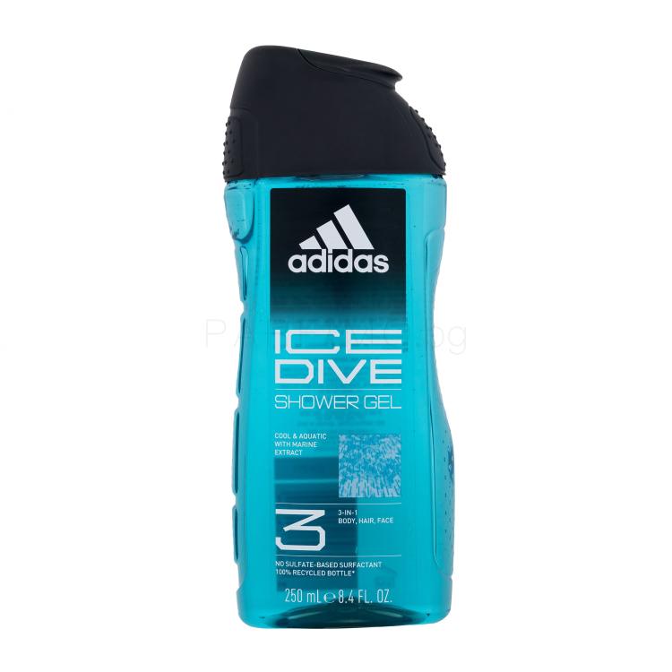Adidas Ice Dive Shower Gel 3-In-1 Душ гел за мъже 250 ml