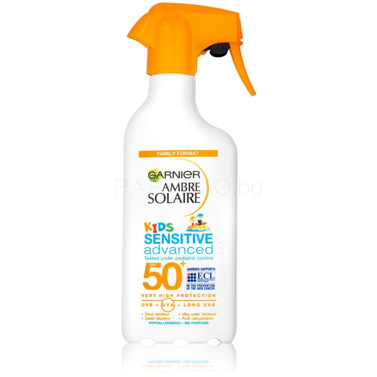Garnier Ambre Solaire Kids Sensitive Advanced Spray SPF50+ Слънцезащитна козметика за тяло за деца 270 ml