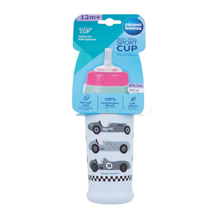 Canpol babies Active Cup Non-Spill Sport Cup Cars Blue Чаша за деца 350 ml