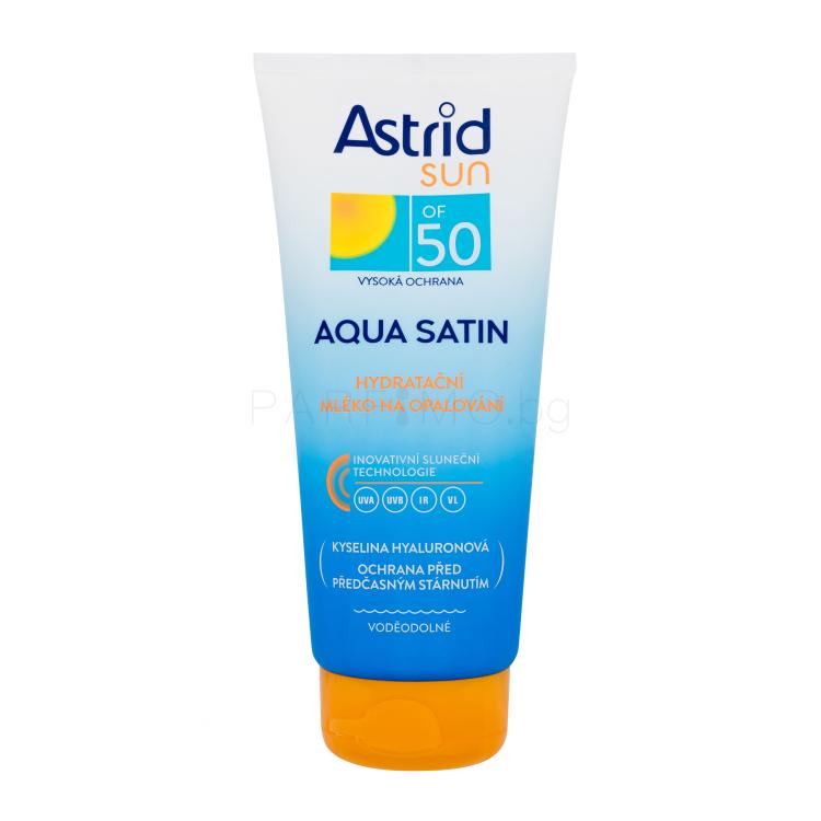 Astrid Sun Aqua Satin Moisturizing Milk SPF50 Слънцезащитна козметика за тяло 200 ml