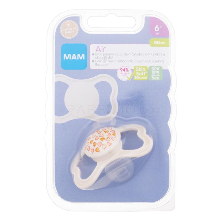 MAM Air Silicone Pacifier 6m+ Hearts Биберон за деца 1 бр