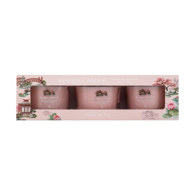 Yankee Candle Tranquil Garden Подаръчен комплект ароматна свещ 3 x 37 g увредена кутия