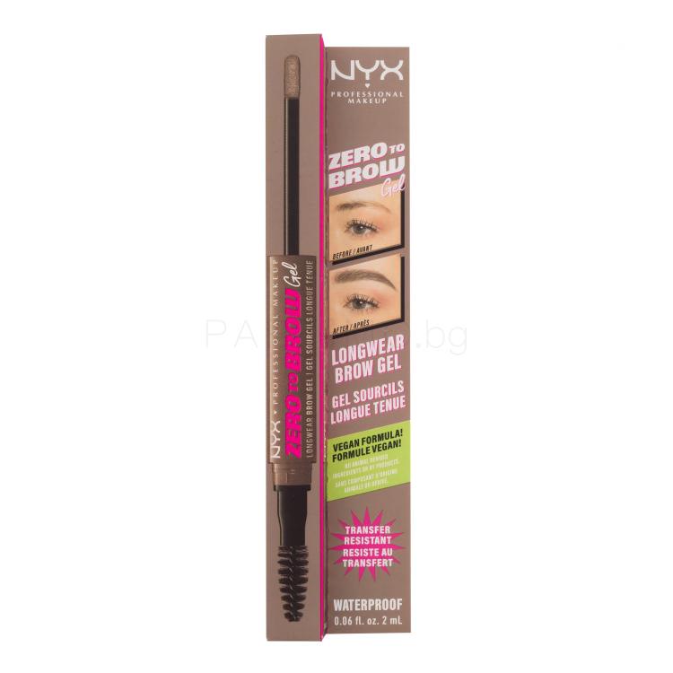 NYX Professional Makeup Zero To Brow Гел и помада за вежди за жени 2 ml Нюанс 02 Ash Blonde