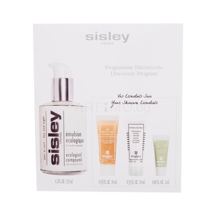 Sisley Ecological Compound Day And Night Discovery Program Подаръчен комплект дневна и нощна емулсия Ecological Compound 125 ml + ексфолиращ гел Buff And Wash Facial Gel 10 ml + крем за лице Hydra-Global Intense Anti-Aging Hydration 10 ml + маска за очи Eye Contour Mask 2 ml