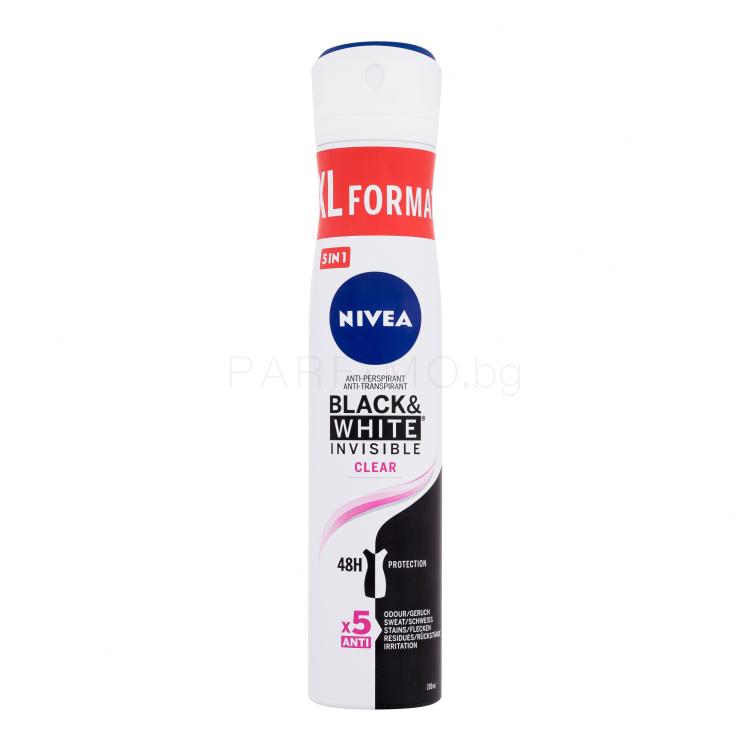 Nivea Black &amp; White Invisible Clear 48h Антиперспирант за жени 200 ml