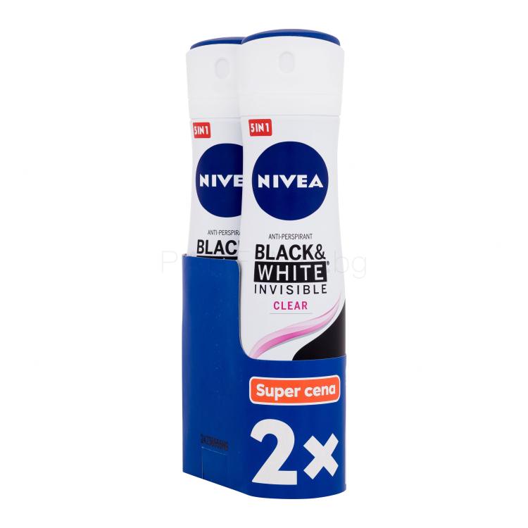 Nivea Black &amp; White Invisible Clear 48h Антиперспирант за жени Комплект