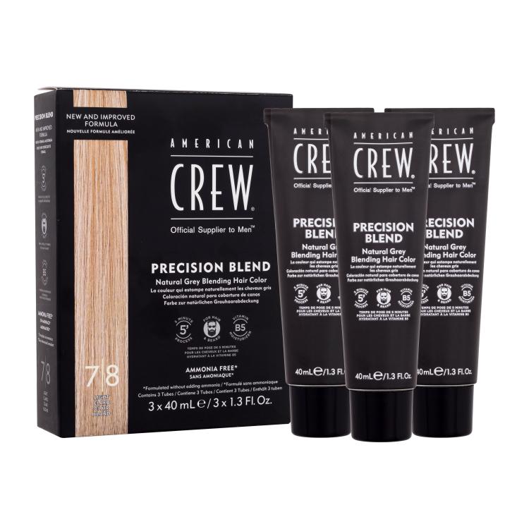 American Crew Precision Blend Natural Grey Blending Hair Color Боя за коса за мъже Нюанс 7/8 Light Claro Clair Blond Комплект