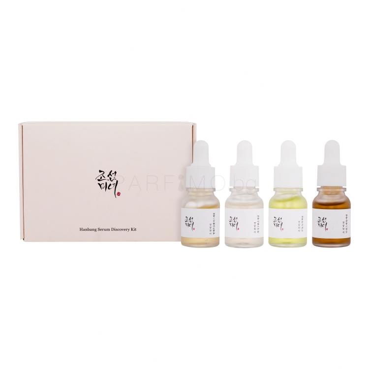 Beauty of Joseon Hanbang Serum Discovery Kit Подаръчен комплект серум за лице Ginseng Snail Mucin Revive Serum 10 ml + серум за лице Glow Deep Serum Rice Alpha-Arbutin 10 ml + серум за лице Glow Serum Propolis Niacinamide 10 ml + серум за лице Calming Serum Green Tea Panthenol 10 ml