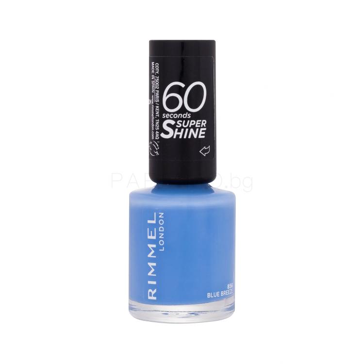 Rimmel London 60 Seconds Super Shine Лак за нокти за жени 8 ml Нюанс 856 Blue Breeze