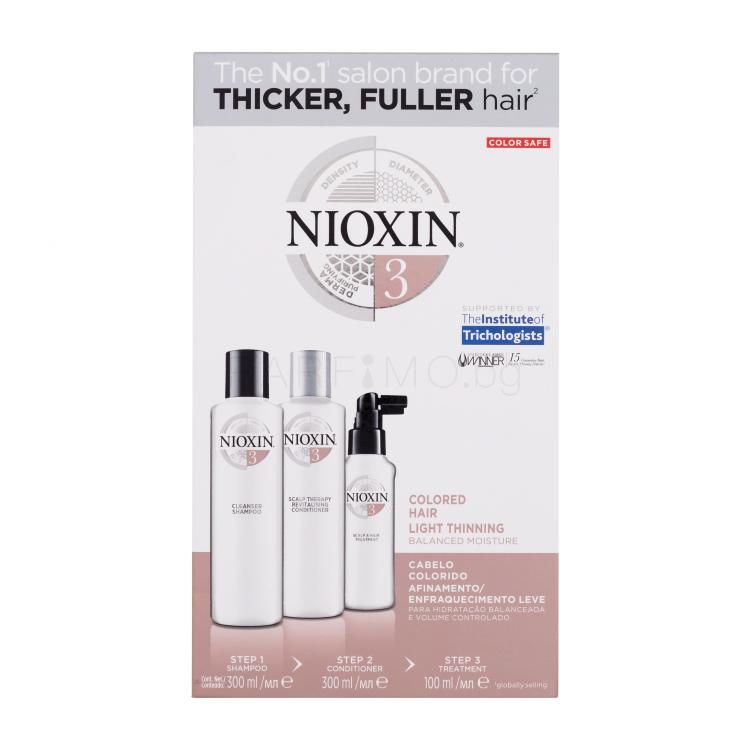 Nioxin System 3 Подаръчен комплект шампоан System 3 Cleanser Shampoo 300 ml + балсам System 3 Revitalising Conditioner 300 ml + грижа за косата System 3 Scalp &amp; Hair Treatment 100 ml