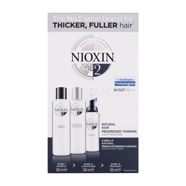 Nioxin System 2 Подаръчен комплект шампоан System 2 Cleanser Shampoo 300 ml + балсам System 2 Revitalising Conditioner 300 ml + грижа за косата System 2 Scalp &amp; Hair Treatment 100 ml