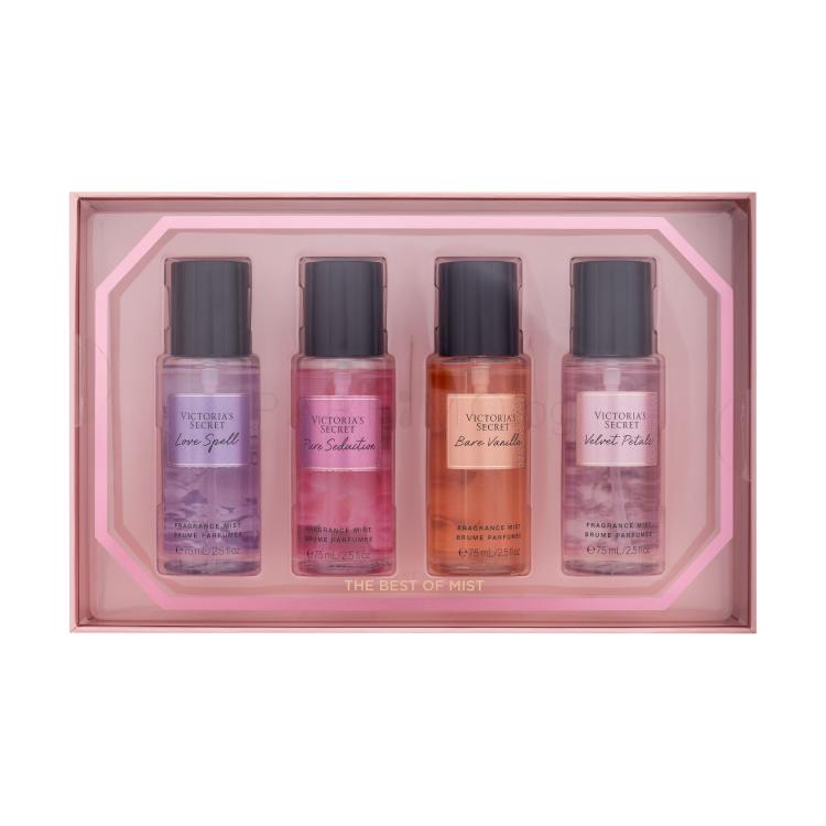 Victoria´s Secret The Best Of Mist Подаръчен комплект спрей за тяло Love Spell 75 ml + спрей за тяло Pure Seduction 75 ml + спрей за тяло Bare Vanilla 75 ml + спрей за тяло Velvet Petals 75 ml
