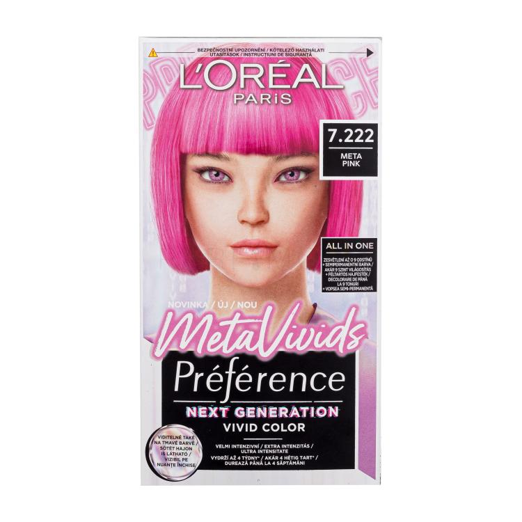 L&#039;Oréal Paris Préférence Meta Vivids Боя за коса за жени 75 ml Нюанс 7.222 Meta Pink